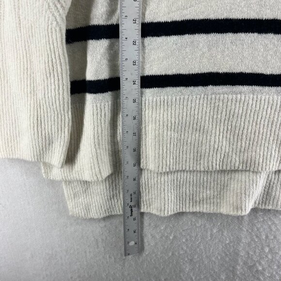 A New Day Sweater Womens XL Cream Black Striped Cowl Mock Neck Heavy Cozy NEW - Picture 4 of 12